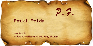 Petki Frida névjegykártya